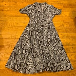 Snakeskin Button Up Midi Dress